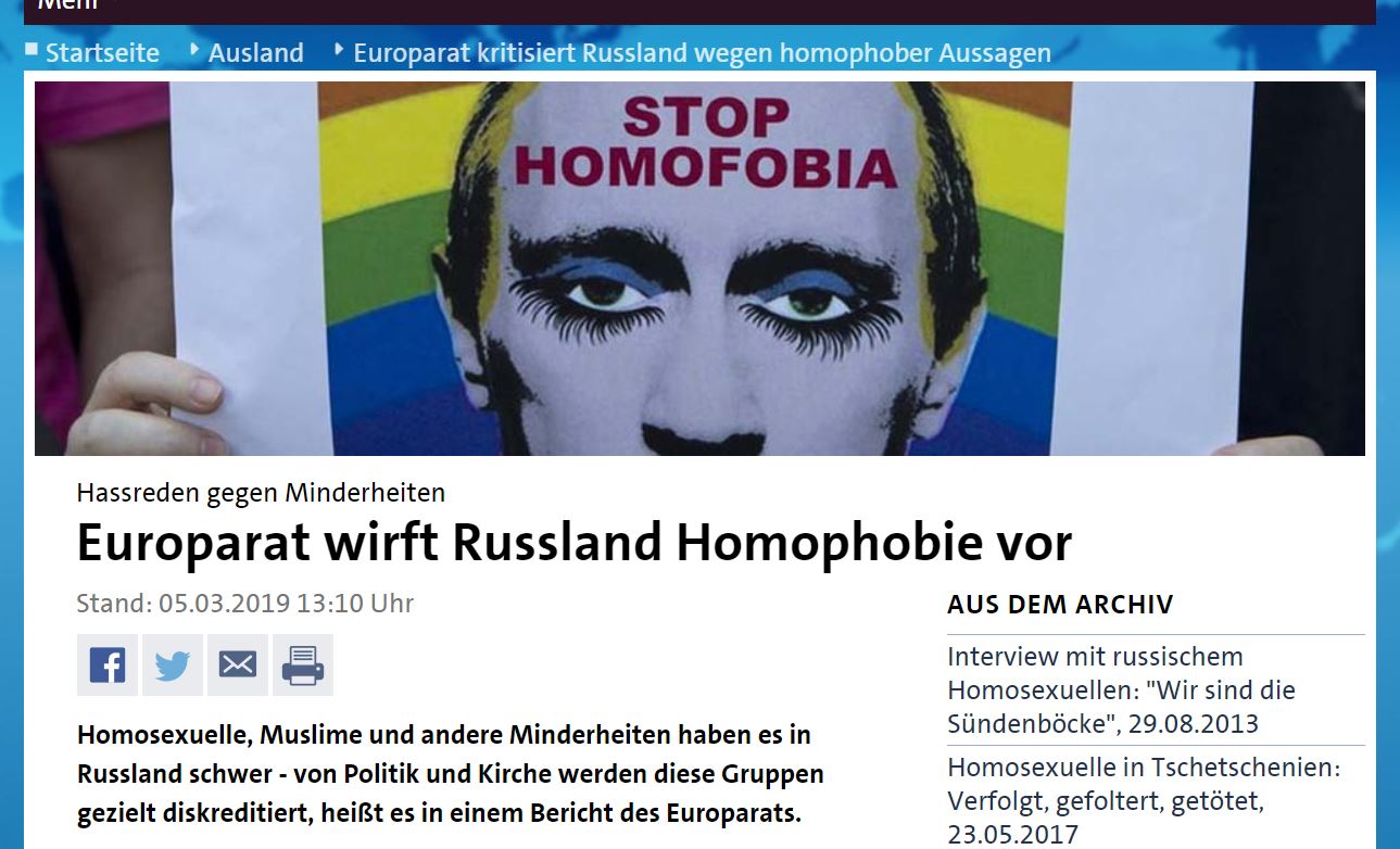 Beschwerde gegen Beitrag „Europarat wirft Russland Homophobie vor“ auf Tagesschau.de